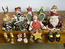 Set 8 Resin Christmas Tree Elf Reindeer Shelf Sitters Fireplace Mantel Mantle picture