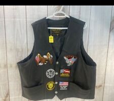 UNIK Ultra Leather Motorcycle Vest w/ Patches Harley Davidson Spokane WA US Army picture
