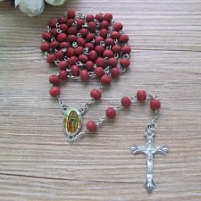 BLESSED ROSARY OUR LADY OF GUADALUPE ROSE SCENTED WOOD & CARD CHRISTIAN CATHOLIC picture