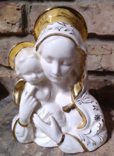 Vintage 1950’s Madonna & Child Figurine Planter White Porcelain with Gold AR5885 picture