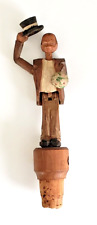 Vintage ANRI Hand carved Mechanical Bottle Stopper Standing Groom 1940's picture