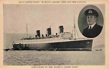 Cunard RMS Queen Mary & First Captain Edgar Britten c1930's Vintage Postcard picture
