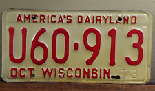 Vintage 1973 Wisconsin License Plate - America's Dairyland picture
