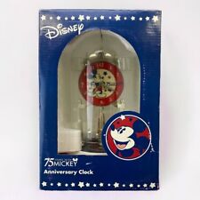 Disney 75 Years with Mickey Mouse Anniversary Clock Glass Dome Quartz New In Box picture