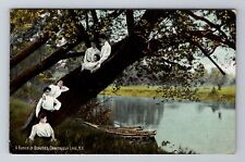 Chautauqua Lake NY-New York, People Leaning Against Tree Vintage c1908 Postcard picture