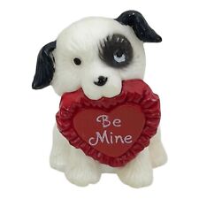 Vintage 1983 Hallmark Merry Miniature Be Mine Heart Puppy Dog White Black Spot picture