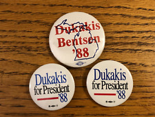 1988 Michael Dukakis For President ‘88￼, Presidential Campaign Button/Pin Lot x3 picture