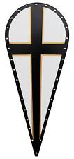 Teutonic Knight Black & Gold Cross KITE SHIELD -- sca/larp/crusades/viking/armor picture