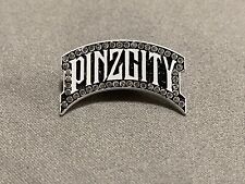 Pinzcity White Black Glitter Script Iced Out Hat Pin Pinzcity Script picture