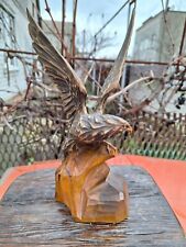 ORIGINAL Eagle Vintage Sculpture USSR Hand carved Home decor 1960 Wooden figurin picture