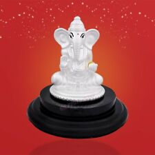 Sri Ganesha Seated on Divine Assan Pure Silver Gift in Air Proof Acrylic Box picture