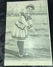 Bathing Beauty c1905 Black And White UDB Postcard Antique Swimsuit  picture