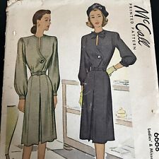 Vintage 1940s McCalls 6668 Asymmetrical Button Front Dress Sewing Pattern 20 CUT picture