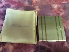 VINTAGE Elgin American Brushed GOLD COMPACT Stripe Tone Metal  -SQUARE w/Sleeve picture