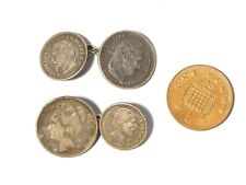 Pair Cufflinks made from Netherland 10c & 25c + French 20c & 50c COINS #SP103 picture
