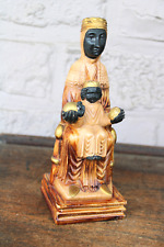 Antique ceramic black madonna throne figurine statue picture