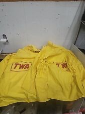 2- Vintage TWA AIRLINES Employee Crew Yellow PVC Rain Jacket Tuftex picture