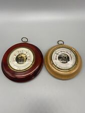 Vintage GERMAN Made Barometer Lot Of 2 Wood Dark And Light -UNTESTED-  picture
