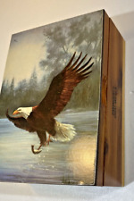 FLYING EAGLE W/FISH IN TALON WOODEN BOX  W/HINGED TOP PARAMOUNT'S GREAT AMERICA picture