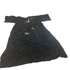 vtg kimono Robe Made Japan Floral Black 53” all over print picture