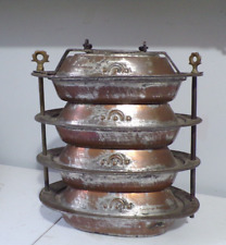 RARE Vintage Italian Lunch Box Copper Plated Metal Unique picture