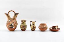 Six Southwest Pueblo-Style Pottery Including cup saucer made in Jemez Pueblo NM picture