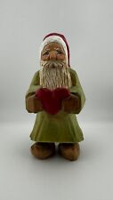 Hand-Carved Santa Claus Figurine with Heart, Signed by Artist picture