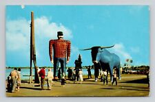 Postcard Paul Bunyan & Babe Blue Ox Bemidji Minnesota, Vintage Chrome D16 picture