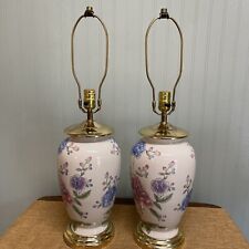 Pair of Vintage Porcelain Chinoiserie Painted Table Lamps picture