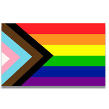 Gay Pride Progress Pride Rainbow Flag Magnet Decal, 5x8 In, Automotive Magnet picture