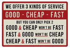 Mechanic Sign Humor Funny Quote - Good, Fast & Cheap Pick 2 MAGNET picture