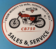 Vintage Honda Motorcycle Sign - Biker Automobile Gas Pump Service Porcelain Sign picture