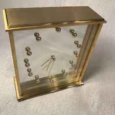Vintage Wittnauer Swiss Made Clock Desk Mantle Heavy Brass Mirror Back MCM Decor picture