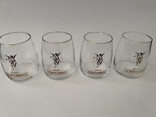 Gran Centenario Tequila Mexican Lowball Glass Cup Gold Rim Angel Set of 4 picture