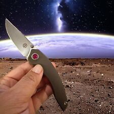 Maxace Yu Titanium M390 Ruby Pivot Knife Stonewashed Blade Grey Folder picture