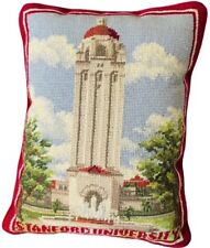 RARE VTG STANFORD UNIVERSITY PILLOW NEEDLEPOINT HOOVER TOWER CARDINAL 12” X 15” picture