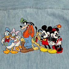 Too Cute Vtg Disney Denim Button Up Shirt Sz L Embroidered Design Guetta picture