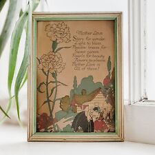1930s Framed Poem Mother Love Print Depression Era Mothers Day Gift picture