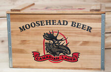 Vintage Moosehead Wood Crate Canada  Bright Graphics Attached Lid w/ Hinges#6090 picture