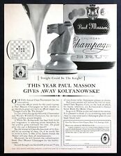 1965 Chessmaster George Koltanowski Chess Problem Paul Masson Champagne print ad picture