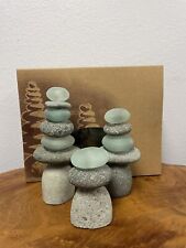 Garden Age Supply Mini Set of 3 Rock & Glass Cairn Sculpture Balanced Rock St... picture