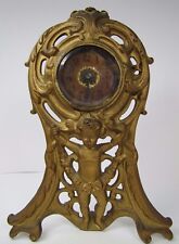19c Cherub Scrollwork Clock Old Gold Bevel Edge Glass Pat Applied Decorative Art picture