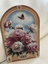 Peony And Butterfly Plate From Drake studio.   Arched Top Porcelain. Beautiful picture