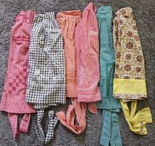 Vintage Lot Of 6 Gingham Aprons Handmade Cross Stitch Grannycore Cottagecore MCM picture