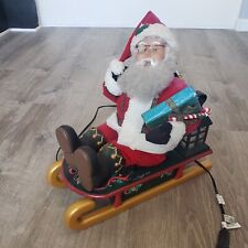 Vtg 1993 Holiday Creations Animated Musical Santa Christmas Sled Sleigh Works picture