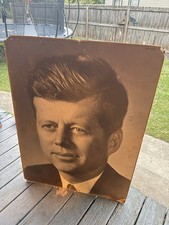Vintage John F. Kennedy JFK 30x41 Mounted Political Portrait Display Sign 452L picture