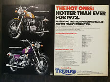 Vintage 1972 Triumph Bonneville 650 & Trident 750 Two Page Original Color Ad picture