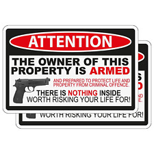 2X Second Amendment Defense Stickers 5x3.25 Inch Property Owner Is Armed Decal  picture