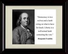 8x10 Framed Ben Franklin Quote - Democracy picture