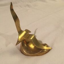 Vtg Brass Gold Color Bird 7” Tall Statue Decor Beautiful Vintage On Stand picture